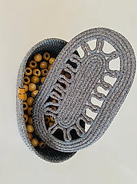 Desenli Ekmek Sepeti Siyah, Ekru, Karamel, Gri, Koyu gri