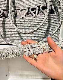 Pamuk Gri Simli Dekoratif Şerit